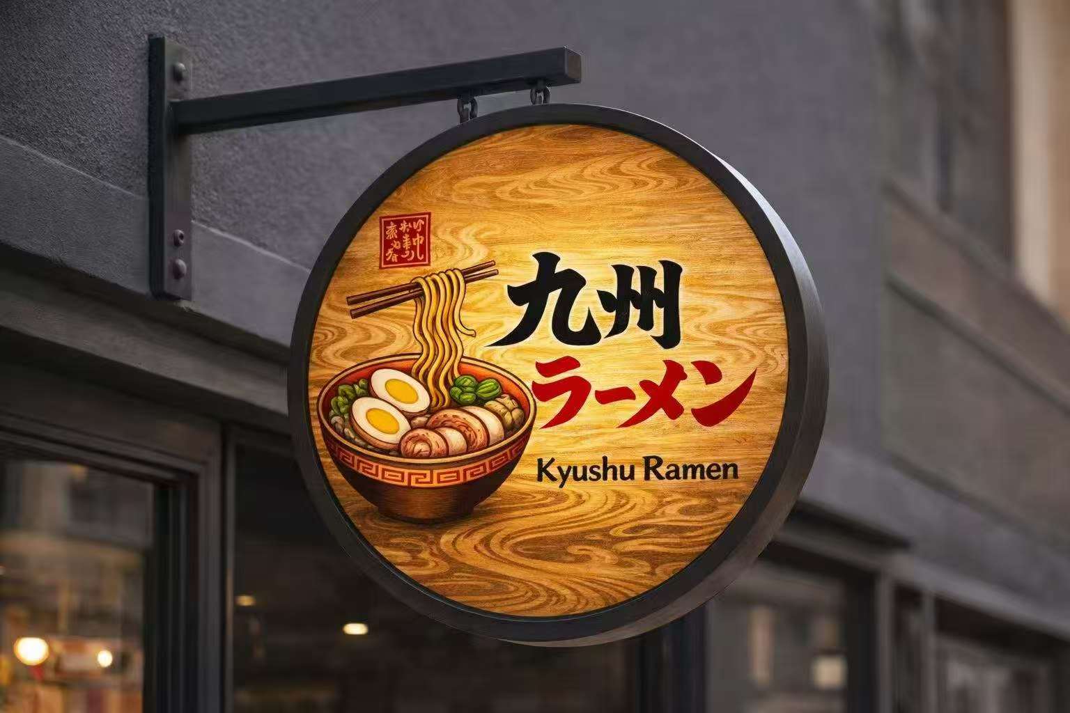 Enseigne ronde suspendue Kyushu Ramen